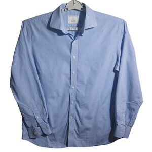 Todd Snyder Blue Gingham Check 2-Ply Cotton Dress Shirt Mens 17 34/35 Large